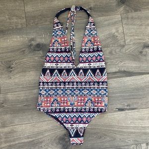 Billabong deep V one piece boho swimsuit